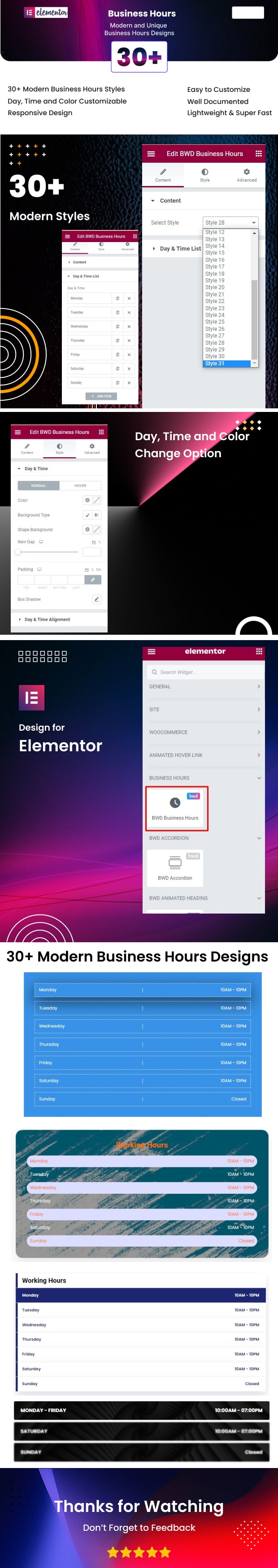 BWD Business Hours addon for elementor – Enfinety